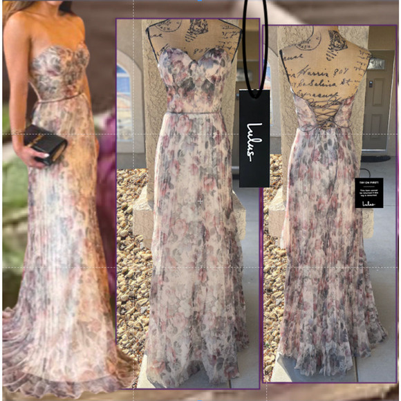 Lulu's Floral Strapless Maxi Dress - Picture 1 of 10